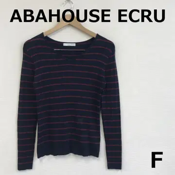 A0105A11 [ ABAHOUSE ECRU ] 보더 V넥 리브 니트