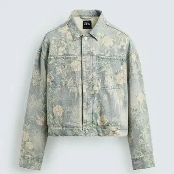 [ ZARA ] 플로럴 프린트 데님 자켓 L 꽃무늬