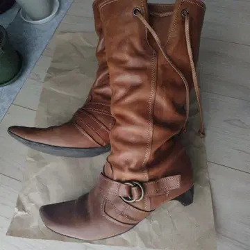 WANONANO 가죽 롱 부츠 여성용