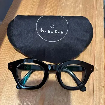 하쿠산 안경점 GLAM PROTO 블랙 스퀘어 안경 케이스 포함