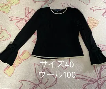 M'S GLACY 울 리본 9부 소매 니트 블랙 사이즈 40