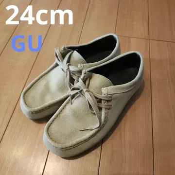 GU 베이지 리얼 가죽 모카신 신발