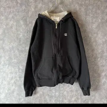 Champion 블랙 풀 집업 후드티