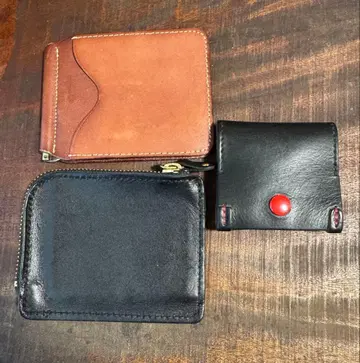 [천연 가죽 3종 세트] 머니클립, 얇은 타입 지갑, 코인 케이스