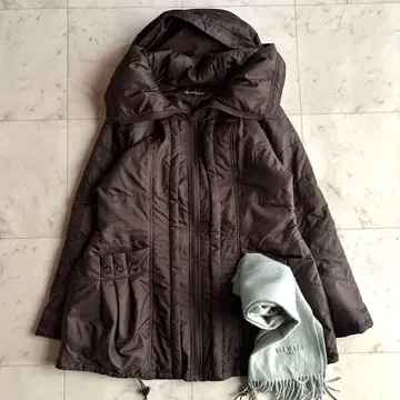 새상품급 센소유니코 후드 부착 숄카라 충전솜 하프 코트 자켓 40