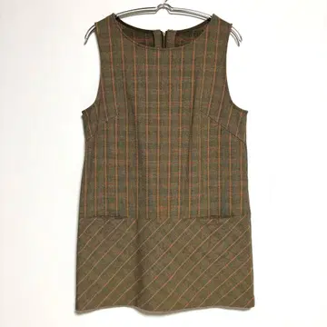 CORDIER 슬리브리스 체크 튜닉 원피스 40 일본제