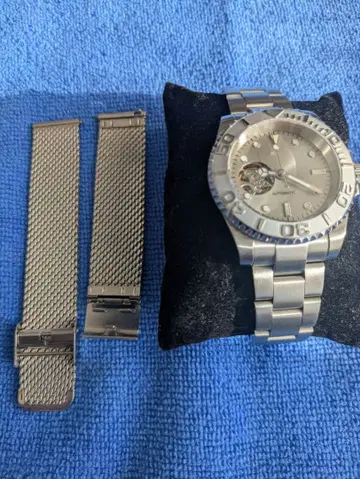 NH38 커스텀 자동 와인딩 시계 시스루 백 교체 밴드 포함