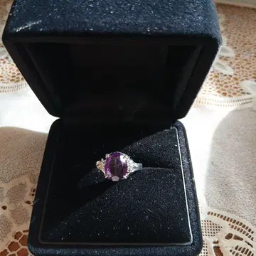 pt 900 자수정 다이아몬드 반지 #15 5g