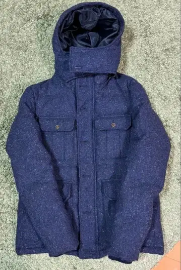 유나이티드 애로우즈 네이비 후드 부착 다운 자켓 울 자켓