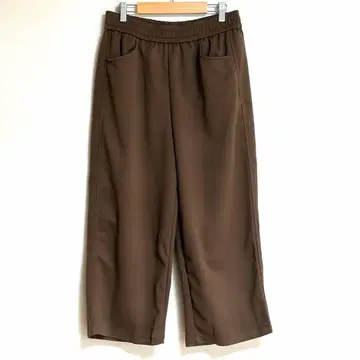 와이드 팬츠 허리밴딩 M 브라운