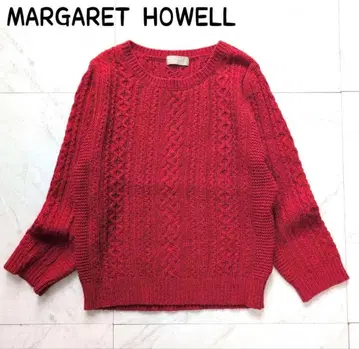 마가렛호웰 일본제 울 레드 어깨 버튼 케이블 짜임 니트 II