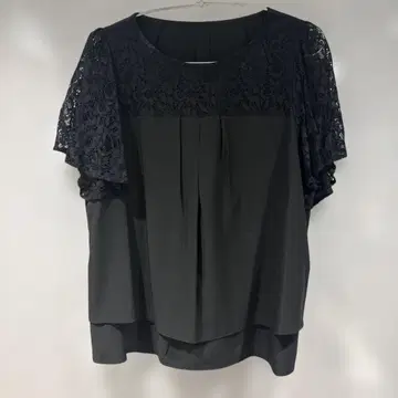 블랙 레이스 플레어 슬리브 상의와 팬츠 세트