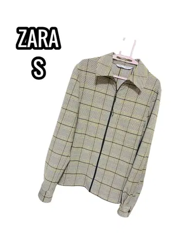 자라 후드티 겉옷 풀 집업 캐주얼 체크 무늬 카라 부착 긴팔 S