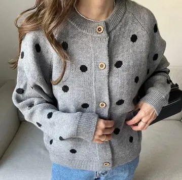 selectshop k 도트 가디건 grey