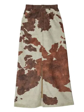 Ameri COW PATTERN SUEDE LIKE SKIRT