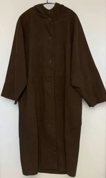 애플하우스 코튼 후드 롱 코트 브라운 면