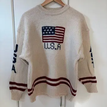 빈티지 USA 국기 니트 스웨터 카우친