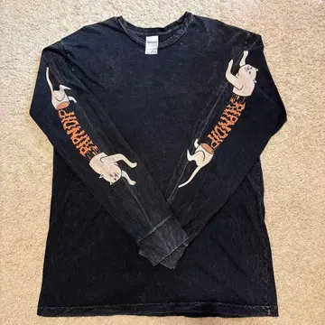 RIPNDIP 긴팔 티셔츠 XL 블랙 고양이 디자인