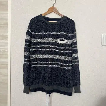 [ sacai ] 네이비 계열 크루넥 니트 남성용