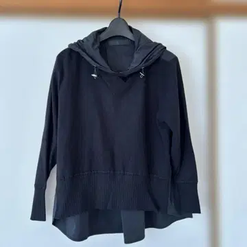 블랙 니트 후드티 후드