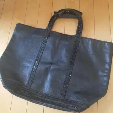 프랑스제 바네사 블루 가죽 블랙 토트백