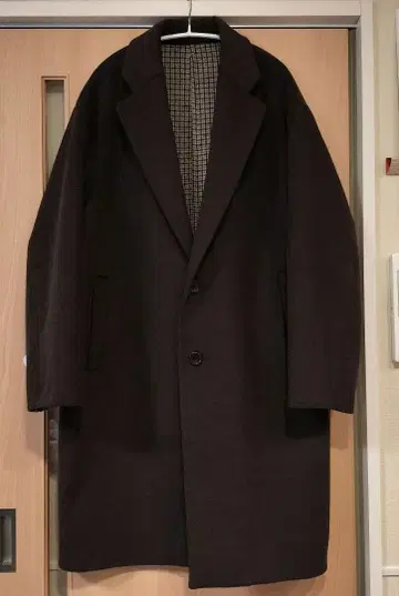 수회 사용 울 리버 BIG 체스터 코트 M 울 브라운 남성용