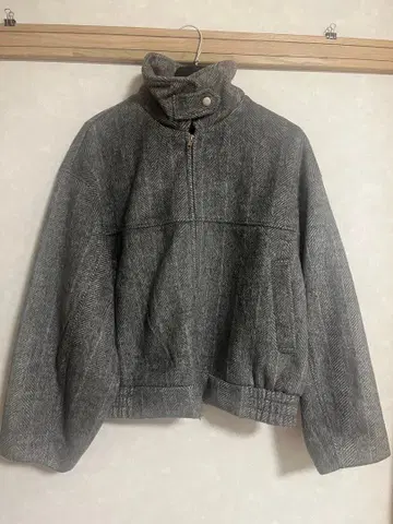 JUNOAH 2way 스탠드 카라 더블 지퍼 숏 블루종