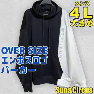 남성용 빅 사이즈 5L 상당 4L 절개 디자인 엠보싱 로고 모노톤 후드티