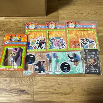 주토피아 해피 복권 러버 마스코트 키링과 스티커 세트