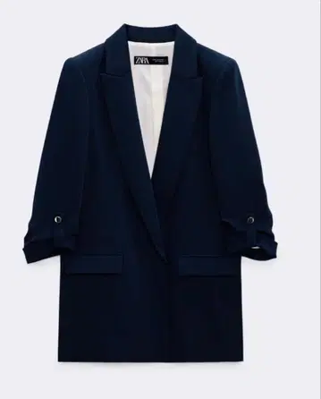 [새상품] ZARA 롤업 슬리브 블레이저 네이비 블루 XS