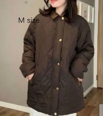 새상품 시마무라 코듀로이 옷깃 퀼트 코트 브라운 M