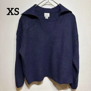 a new day [ XS ] 네이비 V넥 스웨터 니트 긴팔 카라 부착