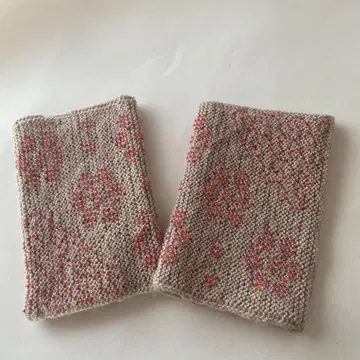 비즈 장식 핸드 워머, 리스트 워머 베이지 계열 털실