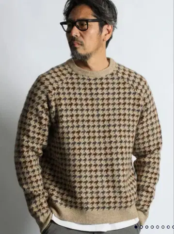 더퍼 자카드 건클럽 체크 니트
