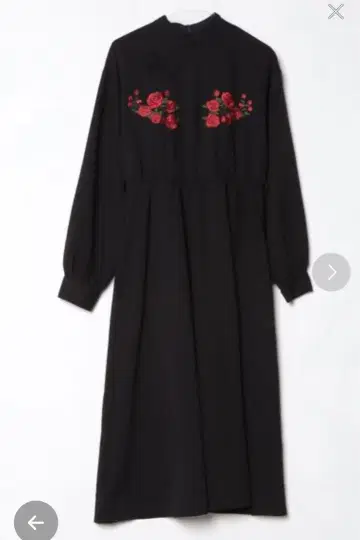 jouetie 긴팔 원피스 블랙 장미 자수