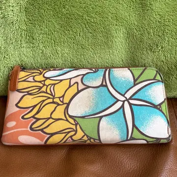 하와이안 패턴 L 지퍼 장지갑