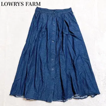 로리즈팜 롱 데님 스커트 A라인 허리밴딩 버튼 면100