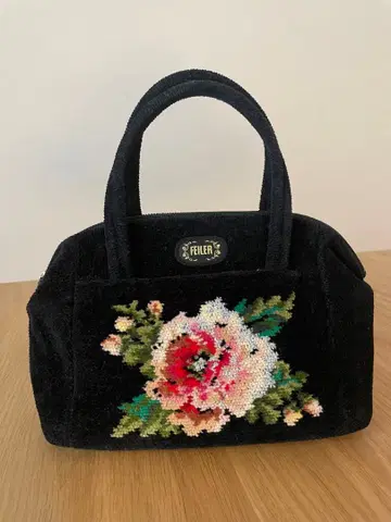 FEILER 꽃무늬 자수 핸드백 블랙