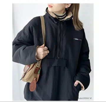 JAVA 별주 리버서블 하프 지퍼 나일론 보아 블루종 L