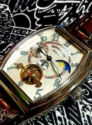 아스트롤라베 커버드 문 워치 자동 와인딩 남성용 손목시계 작동품