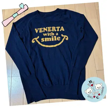 VENERTA 베네르타 코튼 니트 긴팔 얇은 소재 네이비 [ 1 ]