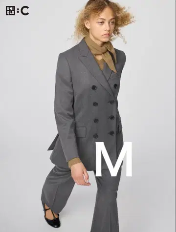 UNIQLO:C 테일러드 자켓 더블 브레스트 그레이 M