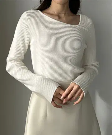 아지메 넥 리브 니트 M 사이즈