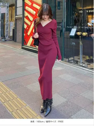 리엔다 카슈쿨 워셔블 니트 원피스 레드 착용 1회