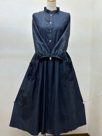 기모노 리메이크 오시마 명주 원피스 앞 버튼 S 사이즈