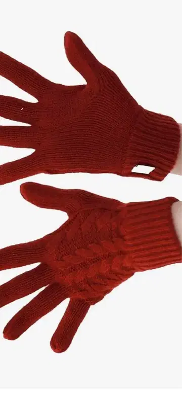 ELLE 빨간색 뜨개질 디자인 캐시미어 100% 장갑 새상품