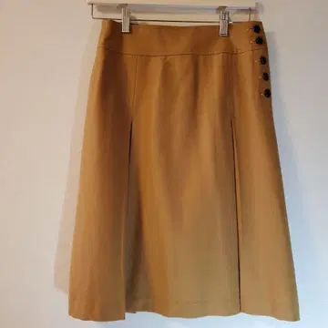 일본제 베이지 플리츠 스커트 사이드 버튼 포함