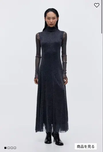 [ 택 포함 새상품 ] 쉬머 맥시 원피스/네이비/2차 모임/포멀