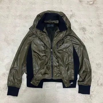 00s 본다치 나일론 자켓 더블 지퍼 니트 절개