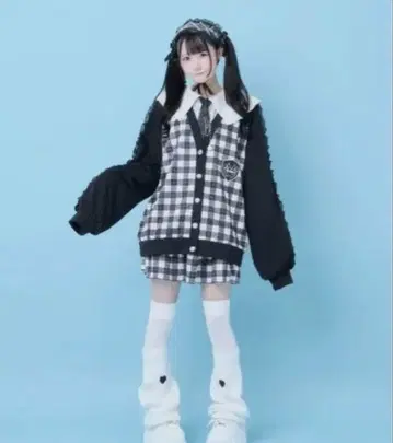 Hauls 학원 정복 저지 가디건 셋업 블랙